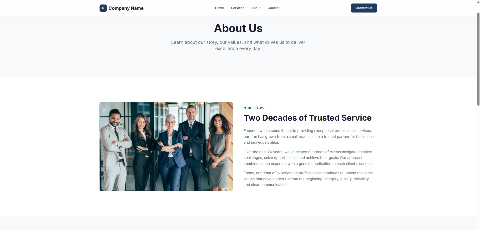 Clean template — screenshot 3